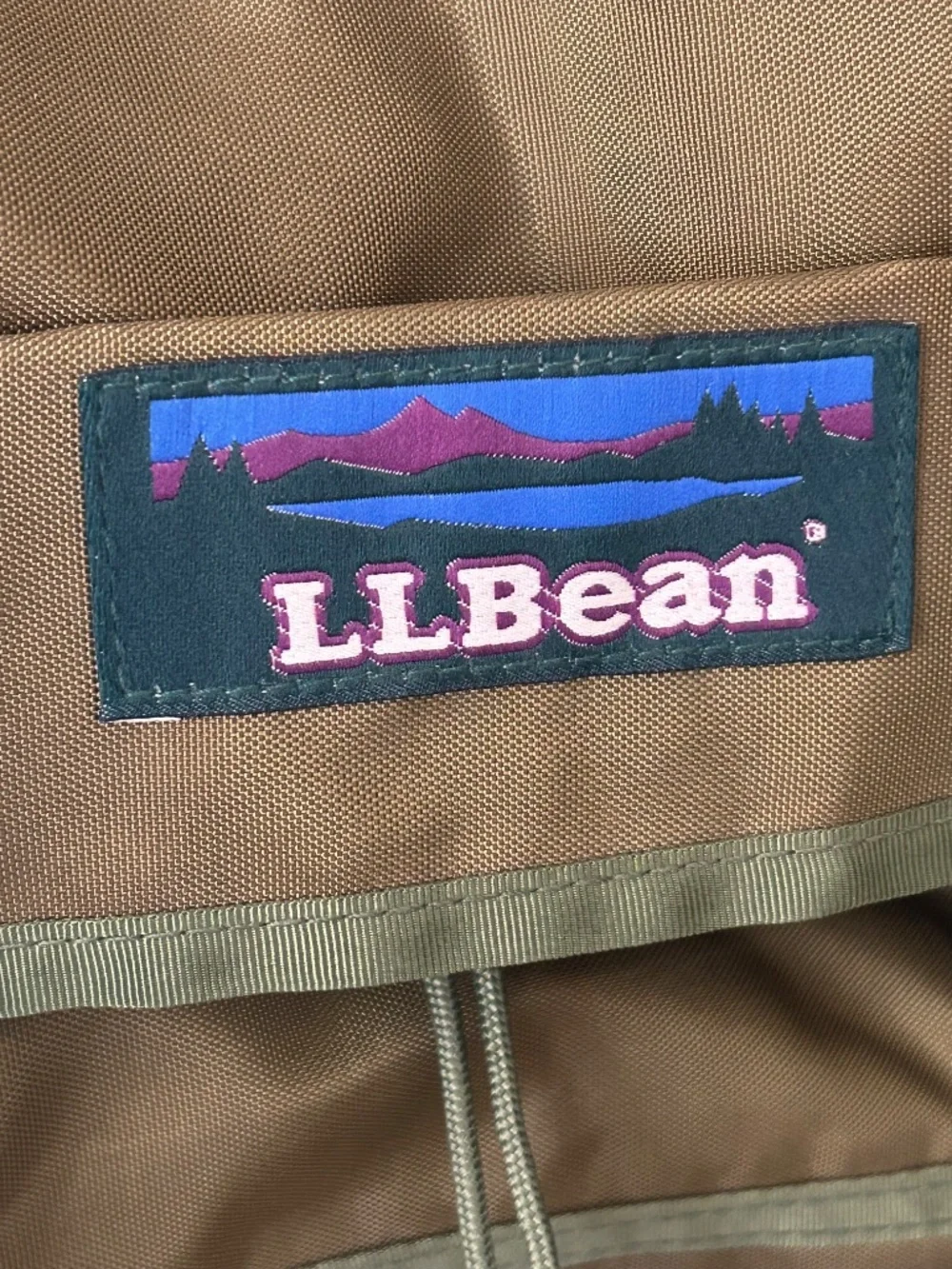 LL Bean Continental vintage 90s green nylon leather base military backpack